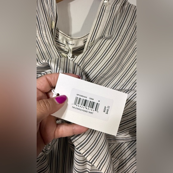 NWT FRAME THE STRIPED POCKET SHIRT - Picture 6 of 6